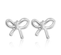 QLYOVWE Gold Bow Stud Earrings for Women Dainty Ribbon Earrings Pearl Bow Long Tassel Drop Earrings Stud Simple Trendy Statement Prom jewelry Gifts, M, Acrylic, No Gemstone