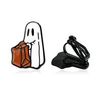 QLYOVWE Halloween Clip-on Earrings for Women Cute Small Ghost Black Cat Pumpkin Earrings Non-Piercing Spooky Gothic Jewelry Gift