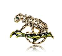 QLYOVWE Luxury Crystal Tiger Brooch Pins for Women Men Vintage Gold-Tone Climbing Black Spots Leopard Brooch Fashion Panther Cougar Pin Suit Jackets Coat Animal Jewelry Gift, Standard, Metal, cubic