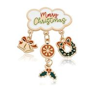 QLYOVWE Merry Christmas Brooch Pin for Women Cute Christmas Tree Gingerbread Man Santa Claus Snowman Holly Berry Charms Pin Holiday Party Jewelry Gift Stocking Filler, Standard, Metal, no gemstone