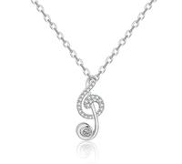 QLYOVWE Music Note Pendant Necklace for Women Cubic Zirconia Violin/Guitar/Piano/Trumpet/Saxophone/Harp/Drum/Cello Musical Note Necklace for Music Enthusiasts Prepare Christmas Jewelry Gift, Zinc