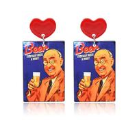 QLYOVWE Oktoberfest Earrings for Women Vintage 70s 80s Beer Advertisement Earrings Retro Bar Pub Theme Holiday Party Alcohol Drink Jewelry Accessory, M, Acrylic, No Gemstone