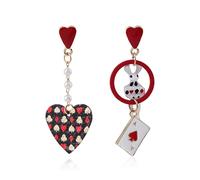 QLYOVWE Playing Cards Poker Earrings for Women Cool Funny Red Heart Poker Earrings Luck Royal Flush Ace of Spade Earring Queen of Heart Club Earring Unique Gambling Casino Halloween Jewelry Gift
