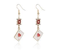 QLYOVWE Playing Cards Poker Earrings for Women Cool Funny Red Heart Poker Earrings Luck Royal Flush Ace of Spade Earring Queen of Heart Club Earring Unique Gambling Casino Halloween Jewelry Gift