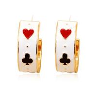 QLYOVWE Playing Cards Poker Earrings for Women Cool Funny Red Heart Poker Earrings Luck Royal Flush Ace of Spade Earring Queen of Heart Club Earring Unique Gambling Casino Halloween Jewelry Gift