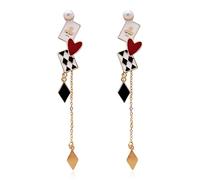 QLYOVWE Playing Cards Poker Earrings for Women Cool Funny Red Heart Poker Earrings Luck Royal Flush Ace of Spade Earring Queen of Heart Club Earring Unique Gambling Casino Halloween Jewelry Gift