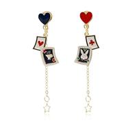 QLYOVWE Playing Cards Poker Earrings for Women Cool Funny Red Heart Poker Earrings Luck Royal Flush Ace of Spade Earring Queen of Heart Club Earring Unique Gambling Casino Halloween Jewelry Gift