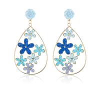 QLYOVWE Raffia Flower Teardrop Earrings for Women Handmade Boho Cute Colorful Floral Dangle Earrings Lightweight Straw Wrapped Daisy Rattan Earrings Trendy Summer Tropical Beach Jewelry, Raffia, No