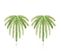 QLYOVWE Raffia Palm Leaf Earrings for Women Raffia Straw Wrapped Monstera Earrings Fashion Tropical Green Plant Earrings Summer Tropical Beach Jewelry, Raffia, No Gemstone
