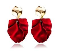 QLYOVWE Rose Petal Dangle Earrings for Women Fashion Boho Acrylic Flower Earrings Statement Exaggerated Floral Tassel Earrings Wedding Jewelry Gifts, M, Acrylic, No Gemstone