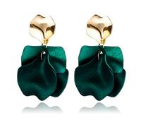 QLYOVWE Rose Petal Dangle Earrings for Women Fashion Boho Acrylic Flower Earrings Statement Exaggerated Floral Tassel Earrings Wedding Jewelry Gifts, M, Acrylic, No Gemstone