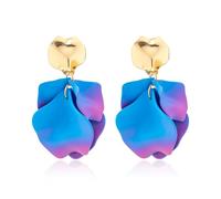 QLYOVWE Rose Petal Dangle Earrings for Women Fashion Boho Acrylic Flower Earrings Statement Exaggerated Floral Tassel Earrings Wedding Jewelry Gifts, M, Acrylic, No Gemstone