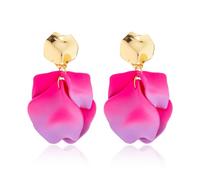 QLYOVWE Rose Petal Dangle Earrings for Women Fashion Boho Acrylic Flower Earrings Statement Exaggerated Floral Tassel Earrings Wedding Jewelry Gifts, M, Acrylic, No Gemstone