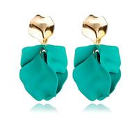 QLYOVWE Rose Petal Dangle Earrings for Women Fashion Boho Acrylic Flower Earrings Statement Exaggerated Floral Tassel Earrings Wedding Jewelry Gifts, M, Acrylic, No Gemstone