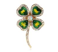 QLYOVWE St. Patrick's Day Shamrock Brooch Pin for Women Crystal Green Clover Leaf Brooch Irish Enamel Pins Gold Holiday Jewelry Gift Irish Lucky Charm Costume Accessories, Standard, Metal, cubic