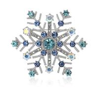 QLYOVWE Winter Snowflake Brooch for Women Men Silver Austrian Crystal Frozen Floral Brooch Elegant Christmas Party Jewelry Gift, Standard, Metal, cubic zirconia