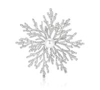 QLYOVWE Winter Snowflake Brooch for Women Men Silver Austrian Crystal Frozen Floral Brooch Elegant Christmas Party Jewelry Gift, Standard, Metal, cubic zirconia