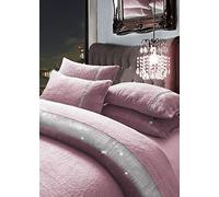 QM-Bedding® Latest DIAMANTE TEDDY FLEECE Stylish Duvet Covers Quilt Covers Set Bedding Sets NZ (Pink, Double)