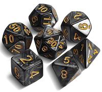 QMAY DND Dice - 7 Pcs Polyhedral Dice Set for D&D (Black)