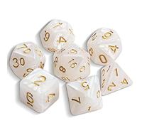 QMAY DND Dice Polyhedral Dice Set - 7 Pieces for Dungeon and Dragons MTG RPG D&D D20, D12, D10, D%, D8, D6, D4 (Ivory White)