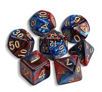 QMAY DND Dice Polyhedral Dice Set - 7 Pieces for Dungeon and Dragons MTG RPG D&D D20, D12, D10, D%, D8, D6, D4 (Blue Mixed Red)