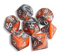 QMAY DND Dice Polyhedral Dice Set - 7 Pieces for Dungeon and Dragons MTG RPG D&D D20, D12, D10, D%, D8, D6, D4 (Orange and Silver)