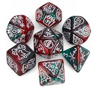 QMAY DND Dice Polyhedral Dice Set - 7 Pieces for Dungeon and Dragons MTG RPG D&D D20, D12, D10, D%, D8, D6, D4 (Red + Green Christmas) 14+