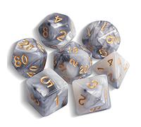 QMAY DND Dice Polyhedral Dice Set - 7 Pieces for Dungeon and Dragons MTG RPG D&D D20, D12, D10, D%, D8, D6, D4 (Grey mixed White)