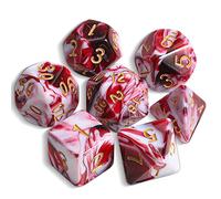 QMAY DND Dice Polyhedral Dice Set - 7 Pieces for Dungeon and Dragons MTG RPG D&D D20, D12, D10, D%, D8, D6, D4 (Red Mixed White)