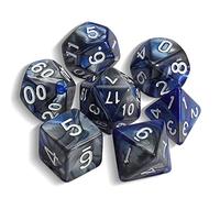 QMAY DND Dice Polyhedral Dice Set - 7 Pieces for Dungeon and Dragons MTG RPG D&D D20, D12, D10, D%, D8, D6, D4 (Dark Blue and Silver)
