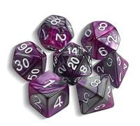 QMAY DND Dice Polyhedral Dice Set - 7 Pieces for Dungeon and Dragons MTG RPG D&D D20, D12, D10, D%, D8, D6, D4 (Purple Mixed Silver)