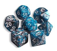 QMAY DND Dice Polyhedral Dice Set - 7 Pieces for Dungeon and Dragons MTG RPG D&D D20, D12, D10, D%, D8, D6, D4 (Blue and Silver)
