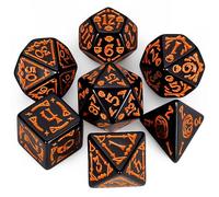 QMAY DND Dice Polyhedral Dice Set - 7 Pieces for Dungeon and Dragons MTG RPG D&D D20, D12, D10, D%, D8, D6, D4 (Black Halloween)