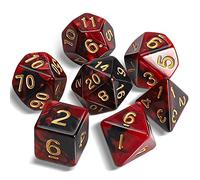 QMAY DND Dice Polyhedral Dice Set - 7 Pieces for Dungeon and Dragons MTG RPG D&D D20, D12, D10, D%, D8, D6, D4 (Red and Black 2)