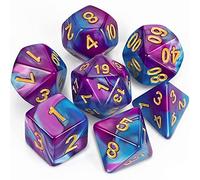 QMAY DND Dice Polyhedral Dice Set - 7 Pieces for Dungeon and Dragons MTG RPG D&D D20, D12, D10, D%, D8, D6, D4 (Blue and Purple)