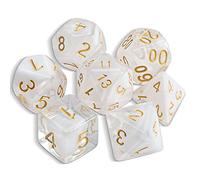 QMAY DND Dice Polyhedral Dice Set - 7 Pieces for Dungeon and Dragons MTG RPG D&D D20, D12, D10, D%, D8, D6, D4 (White Translucent)