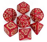 QMAY DND Dice Polyhedral Dice Set - 7 Pieces for Dungeon and Dragons MTG RPG D&D D20, D12, D10, D%, D8, D6, D4 (Red Dragon Patterns)