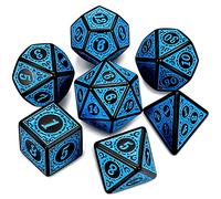 QMAY DND Dice Polyhedral Dice Set - 7 Pieces for Dungeon and Dragons MTG RPG D&D D20, D12, D10, D%, D8, D6, D4 (Blue Engraving)