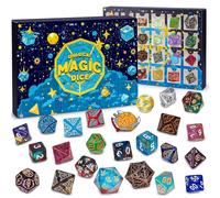 QMAY Mystery Dice, 24 PCS Polyhedral Dice Random Style for Dungeon and Dragons MTG Table Games RPG DND D20 D12 D10 D% D8 D6 D4
