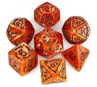 QMAY Polyhedral Play Dice - 7 Pieces Dice (Orange Halloween)