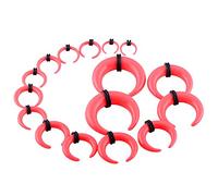 Qmcandy 9 Pairs Acrylic Crescent Taper Set Horseshoe Septum Pincher Spiral Ear Stretching Kit Gauges 14G 12G 10G 8G 6G 4G 2G 0G 00G, Acrylic, cubic zirconia