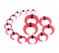 Qmcandy 9 Pairs Acrylic Crescent Taper Set Horseshoe Septum Pincher Spiral Ear Stretching Kit Gauges 14G 12G 10G 8G 6G 4G 2G 0G 00G, Acrylic, cubic zirconia