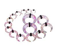 Qmcandy 9 Pairs Acrylic Crescent Taper Set Horseshoe Septum Pincher Spiral Ear Stretching Kit Gauges 14G 12G 10G 8G 6G 4G 2G 0G 00G, Acrylic, cubic zirconia