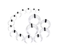 Qmcandy 9 Pairs Acrylic Crescent Taper Set Horseshoe Septum Pincher Spiral Ear Stretching Kit Gauges 14G 12G 10G 8G 6G 4G 2G 0G 00G, Acrylic, cubic zirconia