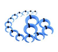 Qmcandy 9 Pairs Acrylic Crescent Taper Set Horseshoe Septum Pincher Spiral Ear Stretching Kit Gauges 14G 12G 10G 8G 6G 4G 2G 0G 00G, Acrylic, cubic zirconia