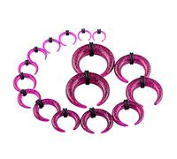 Qmcandy 9 Pairs Acrylic Crescent Taper Set Horseshoe Septum Pincher Spiral Ear Stretching Kit Gauges 14G 12G 10G 8G 6G 4G 2G 0G 00G, Acrylic, cubic zirconia