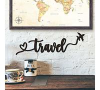 Qmetalart Travel Decor Metal Wall Art Backdrop Decoration Sign Word Hanging for Home Living Room Bedroom Office Housewarming Gift for Travel Lover