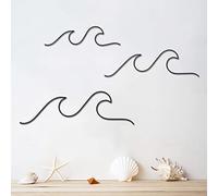 Qmetalart Wave Wall Decor Black Metal Wire Wall Art Ocean Coastal Sea Beach Pictures Surf Nursery Themed Hanging for Home Living Room Sum-mer Seaside Decoration for Bedroom Bathroom