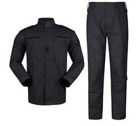 QMFIVE Tactical Suit, Men’s Camouflage Camo Combat BDU Jacket Shirt & Trousers Uniform War Game Army Military Paintball Airsoft Hunting Shooting Camo (BK-NOBELT, XXL)