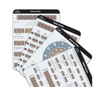 QMG Guitar Chord Chart Pack - Guitar Scales, Chords, Circle of Fifths, Barre Chords, CAGED System, Triads, Laminated A4 Size (4 Sheets)